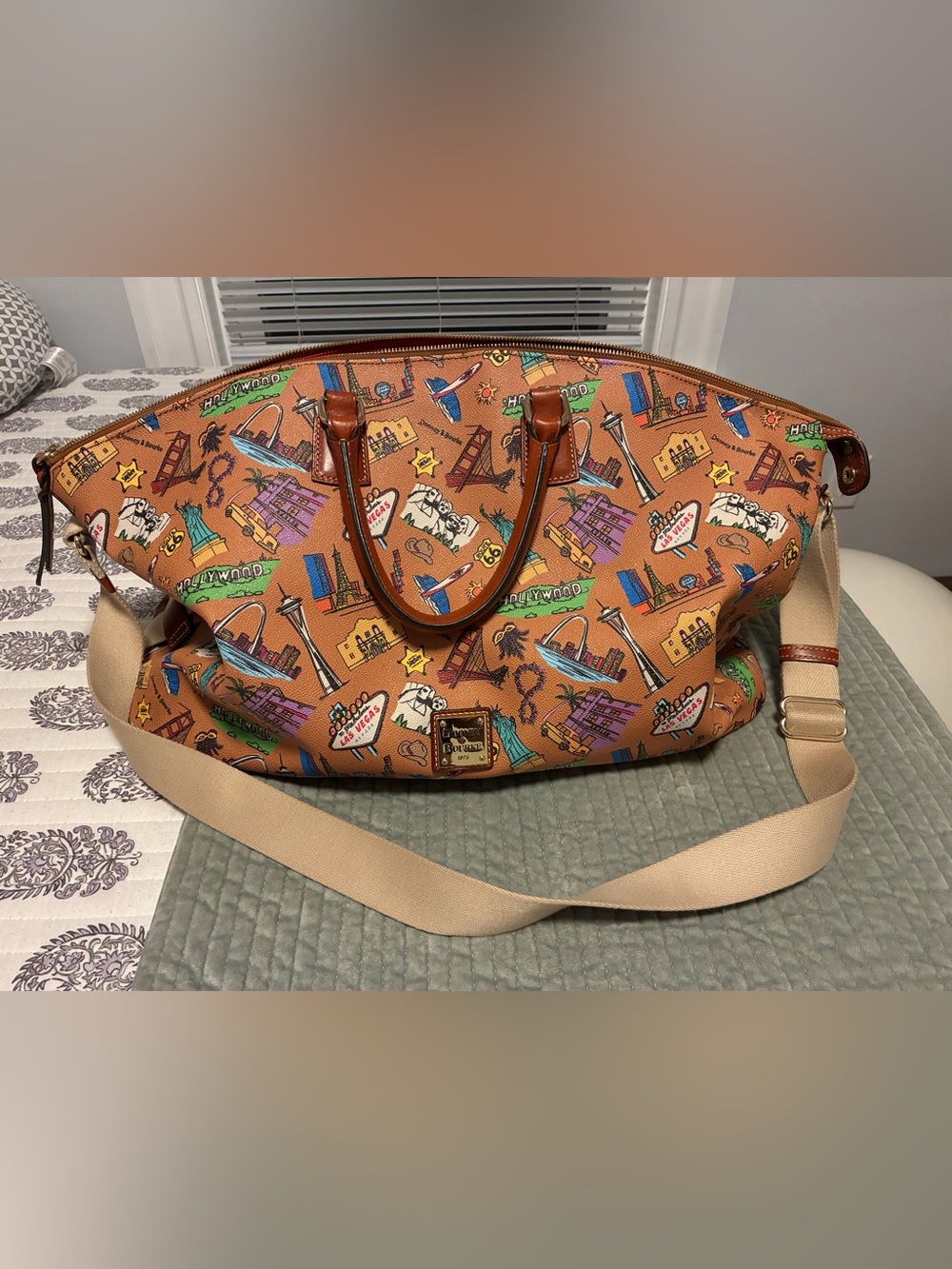 Dooney & Bourke Travel Tote with Landmark Icon Print - Sold “As Is”